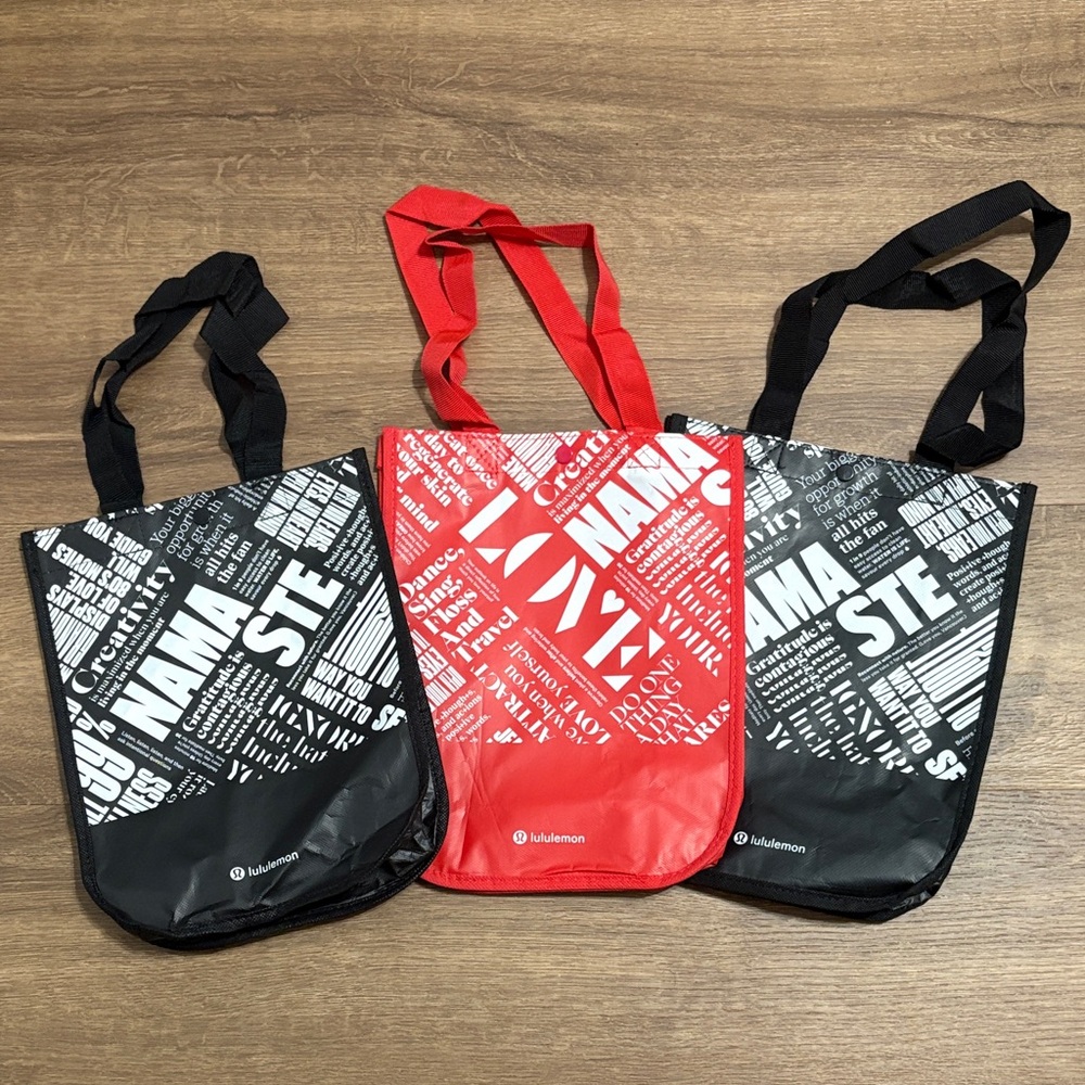 Lululemon Athletica Black and Red Tote Bags (3)